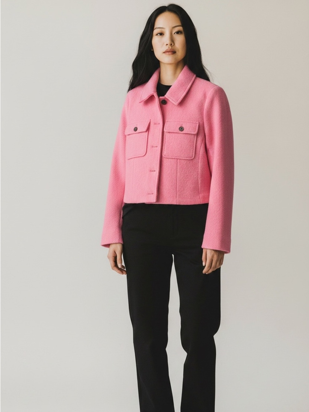 J. Crew Pink Cropped Wool Jacket size 2
